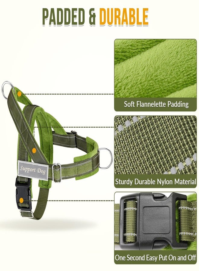 Lukovee No Pull Dog Harness and Leash Set - Adjustable Soft Padded Vest with Front Clip for Easy Control, Reflective Durable Harness for Safe Daily Training Walking for Medium Large Dogs (S, Green) - Image 4