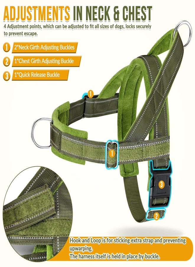 Lukovee No Pull Dog Harness and Leash Set - Adjustable Soft Padded Vest with Front Clip for Easy Control, Reflective Durable Harness for Safe Daily Training Walking for Medium Large Dogs (S, Green) - Image 3