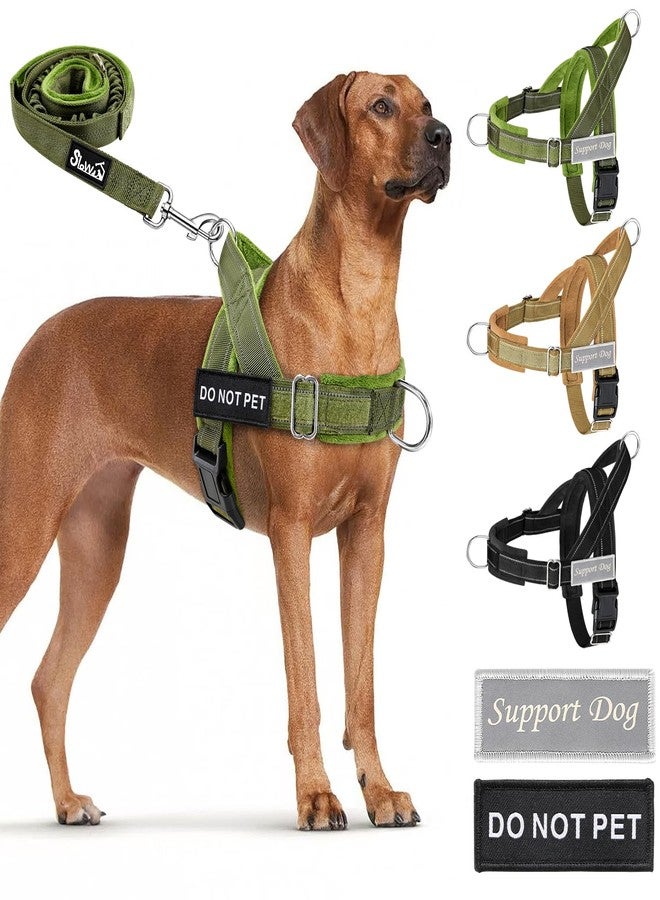 Lukovee No Pull Dog Harness and Leash Set - Adjustable Soft Padded Vest with Front Clip for Easy Control, Reflective Durable Harness for Safe Daily Training Walking for Medium Large Dogs (S, Green) - Image 1