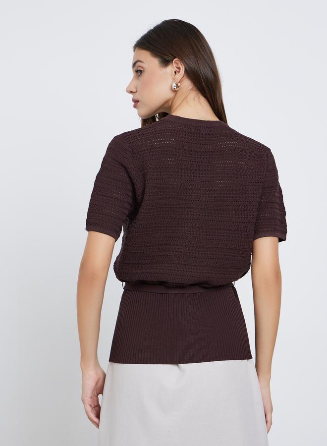 ستايلي بلوزة محبوكة مع حزام - Image 5