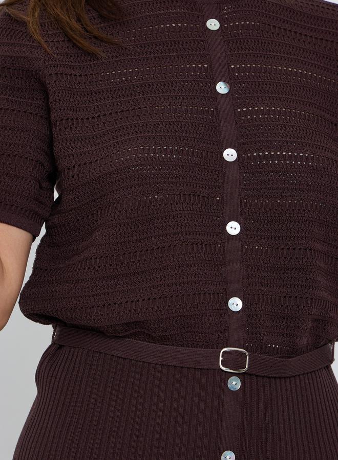 ستايلي بلوزة محبوكة مع حزام - Image 4