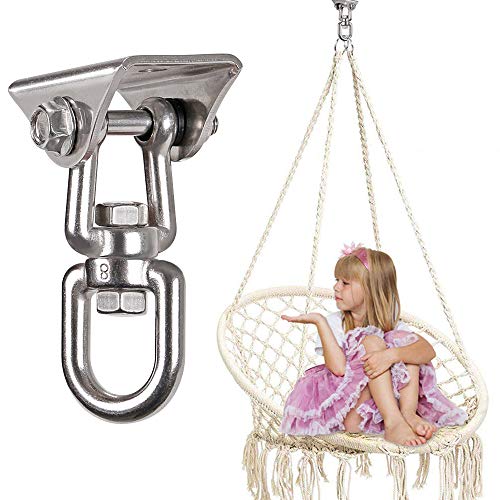 WAREMAID 2 Pack Heavy Duty 360 Swivel Hanger, Stainless Steel Swing Hook for Ceiling, Wooden Swing Set Bracket, Punching Bag Hanger for Playground Gym Rope Hammock Chair, 1200 Lb Load - Image 4