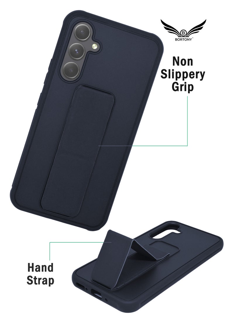 BORTONY Samsung A34 5G Case with Magnetic Car Mount Kickstand Holder Premium Silicone Vertical and Horizontal Hand Strap Grip Cover for Samsung Galaxy A34 5G - Image 4