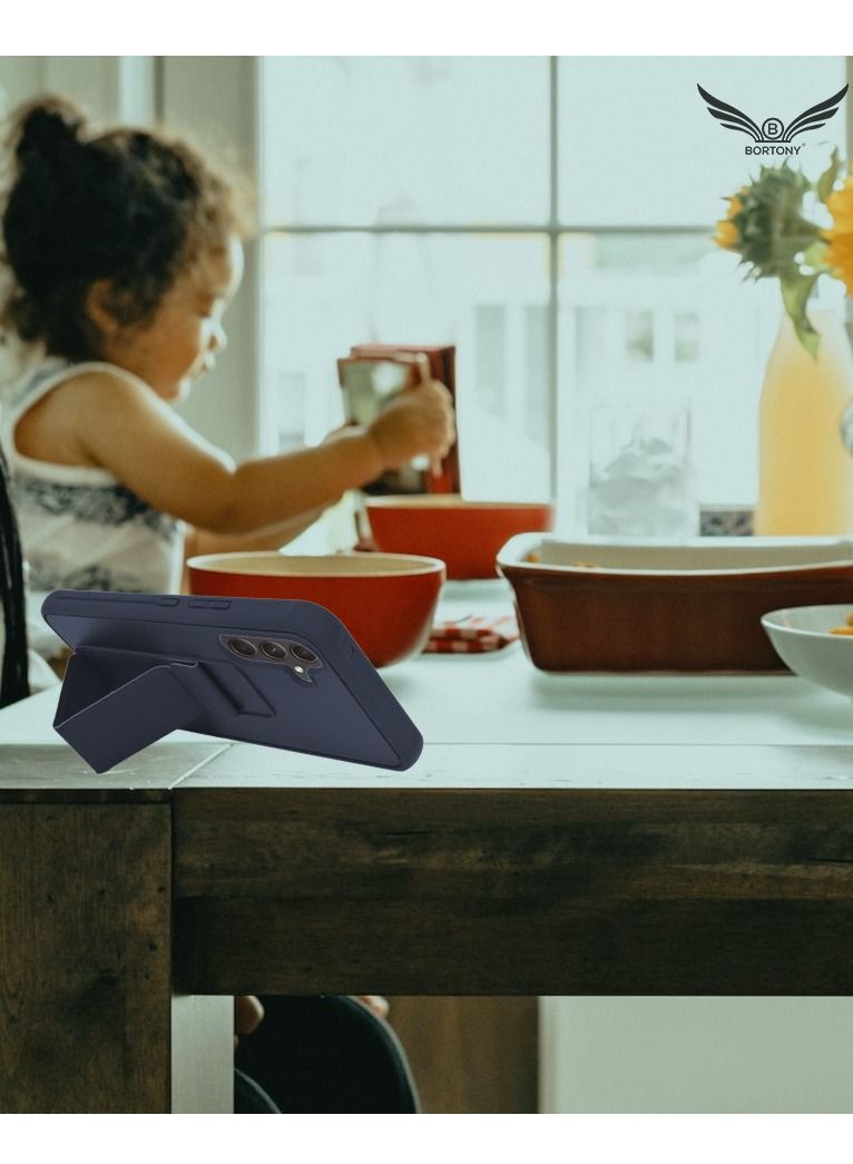 BORTONY Samsung A34 5G Case with Magnetic Car Mount Kickstand Holder Premium Silicone Vertical and Horizontal Hand Strap Grip Cover for Samsung Galaxy A34 5G - Image 3