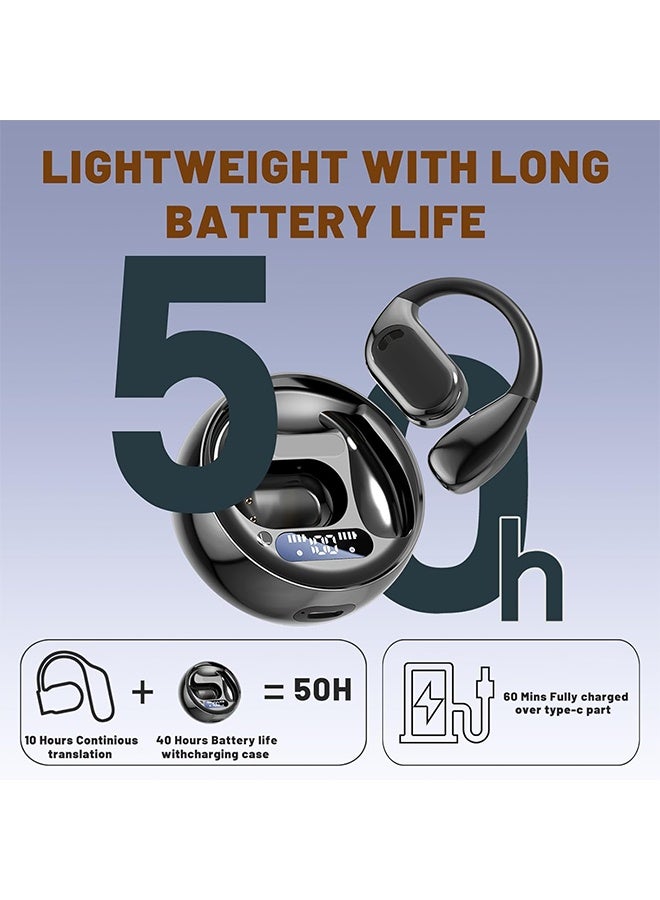 Upgraded Open-Ear Wireless Bluetooth Earbuds, Air Conduction Headphones, 50 Hours Playtime, Waterproof, LED Display, Lightweight for Cycling, Running, and Workout – Black  - Image 4