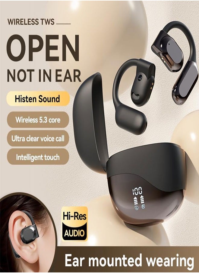Monster - Open Bone Conduction True Wireless Bluetooth Headset, New Earbuds for Comfortable Wearing with Microphone, Noise Cancellation, Waterproof, Black - Image 1