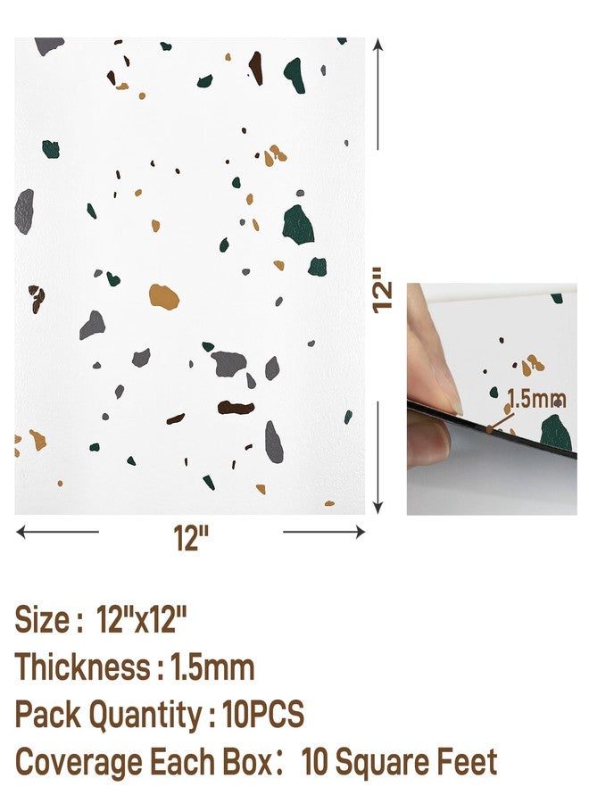 VaryPaper 12"x12" 10 Pack White Terrazzo Peel and Stick Floor Tile Waterproof Temporary Flooring for Renters Removable Stick on Flooring Self Adhesive Vinyl Floor Tiles for Bathroom Kitchen Bedroom - Image 3