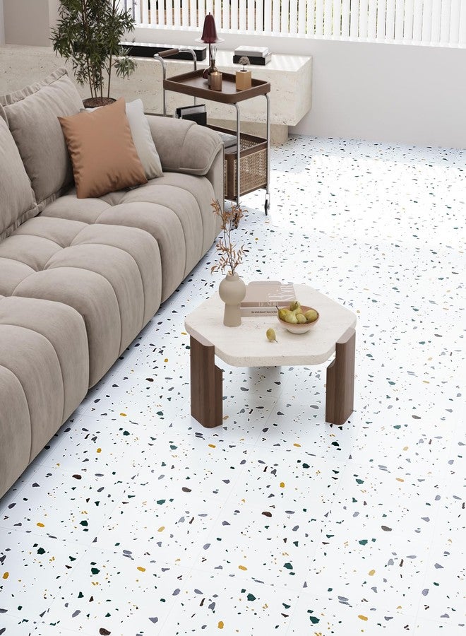 VaryPaper 12"x12" 10 Pack White Terrazzo Peel and Stick Floor Tile Waterproof Temporary Flooring for Renters Removable Stick on Flooring Self Adhesive Vinyl Floor Tiles for Bathroom Kitchen Bedroom - Image 5