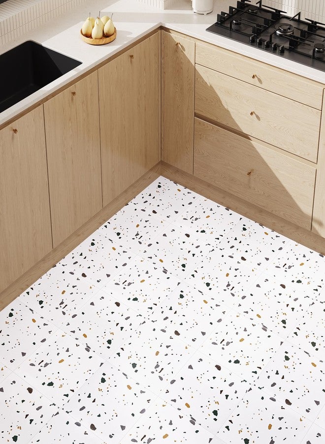 VaryPaper 12"x12" 10 Pack White Terrazzo Peel and Stick Floor Tile Waterproof Temporary Flooring for Renters Removable Stick on Flooring Self Adhesive Vinyl Floor Tiles for Bathroom Kitchen Bedroom - Image 4
