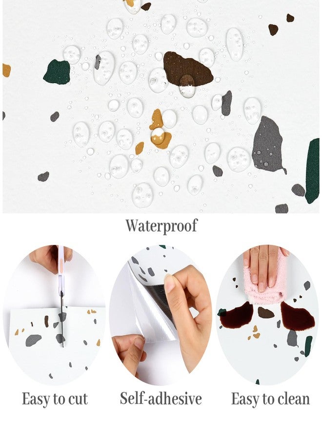 VaryPaper 12"x12" 10 Pack White Terrazzo Peel and Stick Floor Tile Waterproof Temporary Flooring for Renters Removable Stick on Flooring Self Adhesive Vinyl Floor Tiles for Bathroom Kitchen Bedroom - Image 2