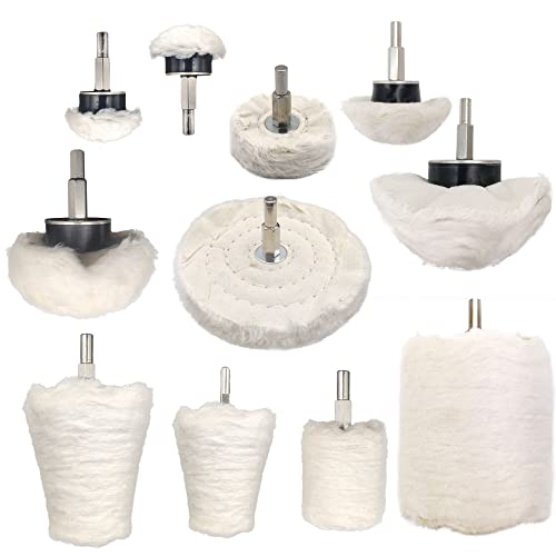 Tworider 11 pcs Buffing Wheel for Drill Buffing Pad Polishing Wheel Kits Wheel Shaped Polishing Tool for Metal Aluminum Stainless Steel Chrome Jewelry Wood Plastic Ceramic Glass etc - Image 1