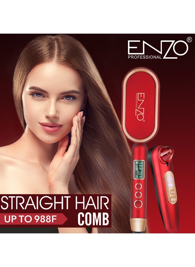 ENZO Professional - ENZO Fast PTC Heating Electric Multi Temperature Salon Styling Brush Hair Straightener Comb and Blackhead Remover Suction - Image 1