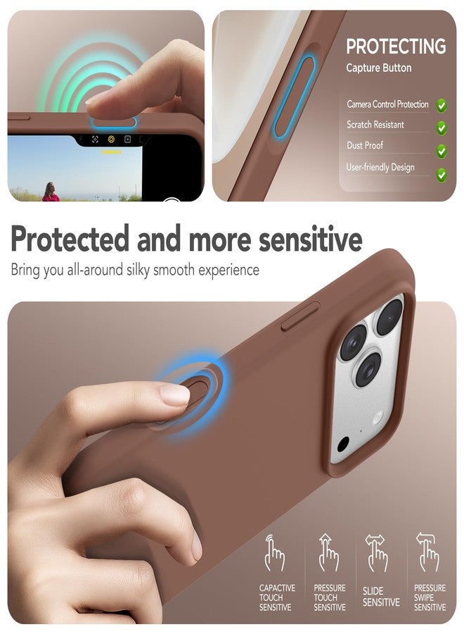 GONEZ Magnetic for iPhone 17 Pro Case, Compatible with MagSafe, [Screen Protector + Camera Lens Protector], Liquid Silicone Anti-Scratch Shockproof Protective Phone Case 6.3 inch, Brown - Image 5