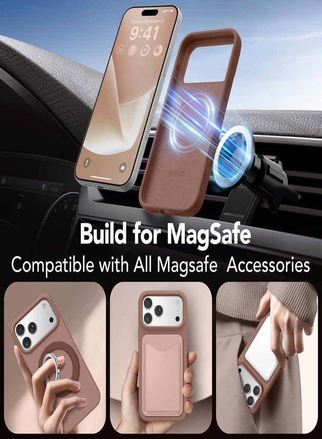 GONEZ Magnetic for iPhone 17 Pro Case, Compatible with MagSafe, [Screen Protector + Camera Lens Protector], Liquid Silicone Anti-Scratch Shockproof Protective Phone Case 6.3 inch, Brown - Image 4