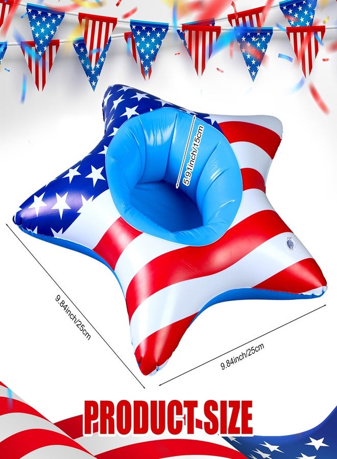 Tiangrid 4 Pcs 9.84 Inch Patriotic Inflatable Cooler 4th of July Drink Buffet Cooler Inflatable Ice Serving Bar Food Drink Containers for Independence Day Swimming Pool Party Indoor Outdoor BBQ Picnic - Image 2