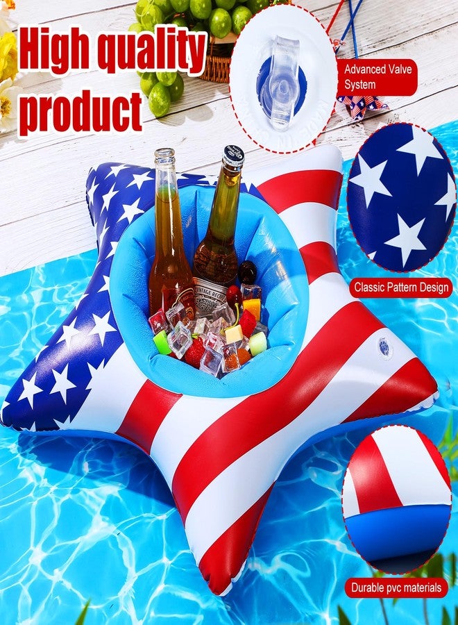 Tiangrid 4 Pcs 9.84 Inch Patriotic Inflatable Cooler 4th of July Drink Buffet Cooler Inflatable Ice Serving Bar Food Drink Containers for Independence Day Swimming Pool Party Indoor Outdoor BBQ Picnic - Image 3