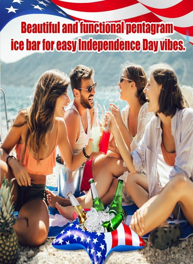 Tiangrid 4 Pcs 9.84 Inch Patriotic Inflatable Cooler 4th of July Drink Buffet Cooler Inflatable Ice Serving Bar Food Drink Containers for Independence Day Swimming Pool Party Indoor Outdoor BBQ Picnic - Image 5