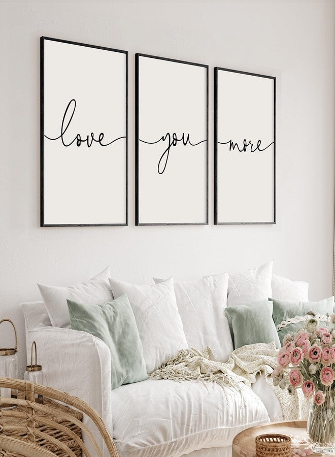 Heiple Love You More Sign Set of 3 Framed Above Bed Wall Decor Farmhouse Bedroom Decor Wood Art Rustic Master Bedroom Essentials Home Decoration (Black, 11”x14”) - Image 3
