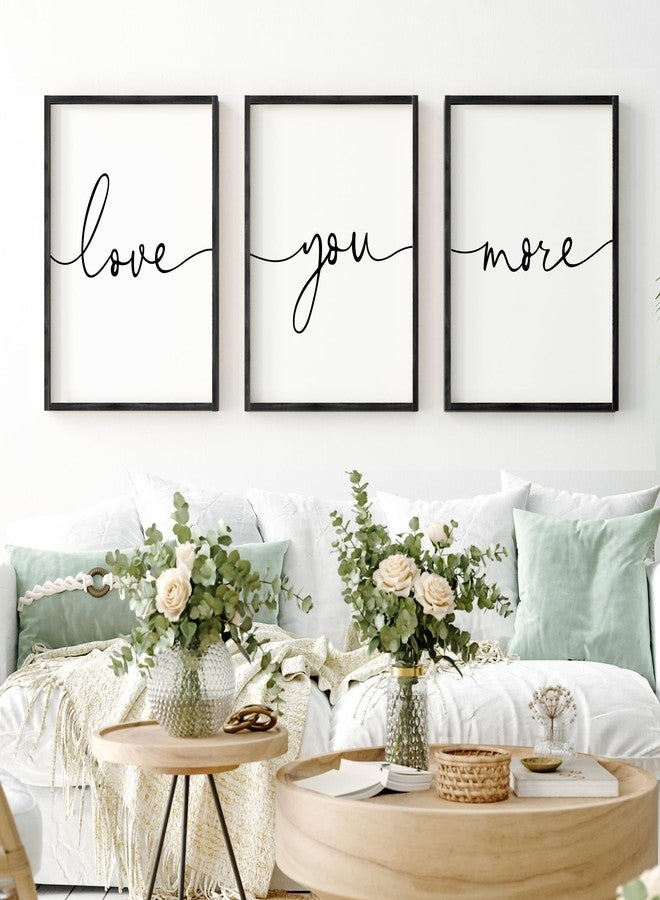 Heiple Love You More Sign Set of 3 Framed Above Bed Wall Decor Farmhouse Bedroom Decor Wood Art Rustic Master Bedroom Essentials Home Decoration (Black, 11”x14”) - Image 1