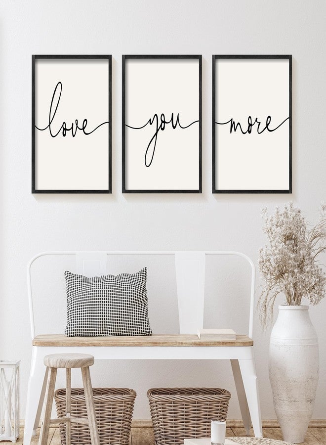 Heiple Love You More Sign Set of 3 Framed Above Bed Wall Decor Farmhouse Bedroom Decor Wood Art Rustic Master Bedroom Essentials Home Decoration (Black, 11”x14”) - Image 2