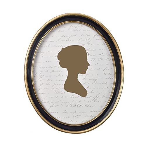AELS 8x10 Inch Vintage Picture Frame Elegant Antique Photo Frames with Glass Front Photo Display Tabletop Wall Hanging Gift Ideas Black Oval with Gold Trim
