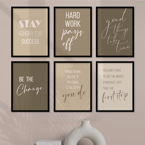walllane - Motivational Wall Poster for Living Room, Bedroom, Office | Framed Painting | Poster With Frame | Frames For Wall Decor (10 Inch x 13 Inch) Set Of 6 Cate- 003 - Image 1