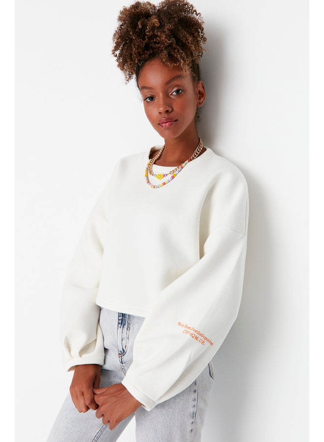 trendyol Sweatshirt - Ecru - Relaxed fit - Image 4
