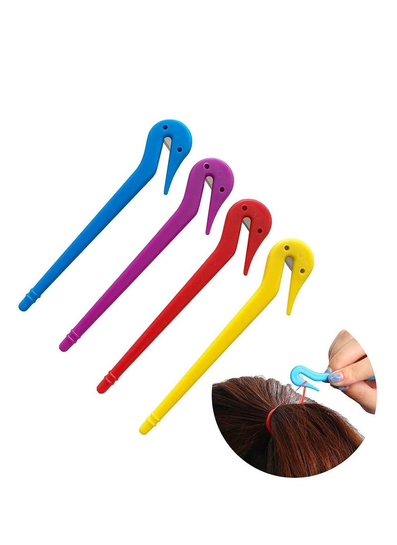 Y&D Hair Bands Remover Elastic Rubber Cutter Pony Pick for Cutting Ties Pain Free Ponytail Tool Colored Women Girls Birthday Gifts 4 pcs 