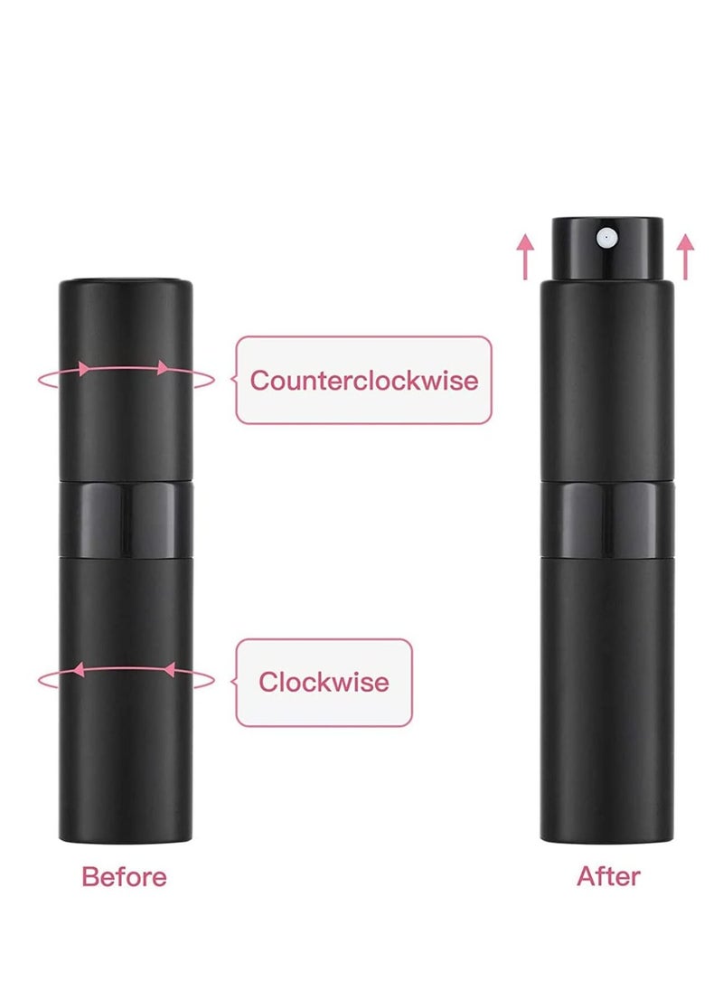 KASTWAVE travel cologne bottle, 5PCS 8ml Travel Perfume Atomizer Refillable, Mini Cologne Spray Bottle Empty, Small Aftershave Sprayer for Liquid Dispenser (Black)  - Image 4