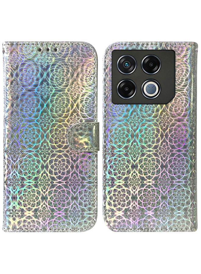 جراب هاتف جلدي ملون بمشبك مغناطيسي لهاتف Infinix GT 20 Pro 5G (فضي)