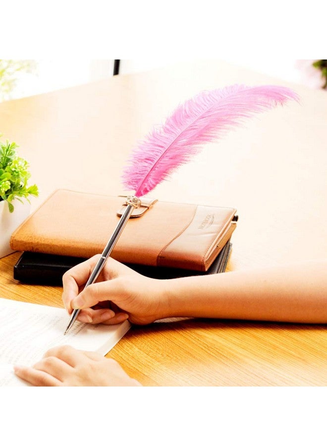 Simple polymer 2 Pcs Feather Pen Black Ink Ballpoint Pen Vintage Feather Quill Wedding Signing Pen For Wedding Bridal Or Student School Writing Wedding Signature Pen (White) - Image 4