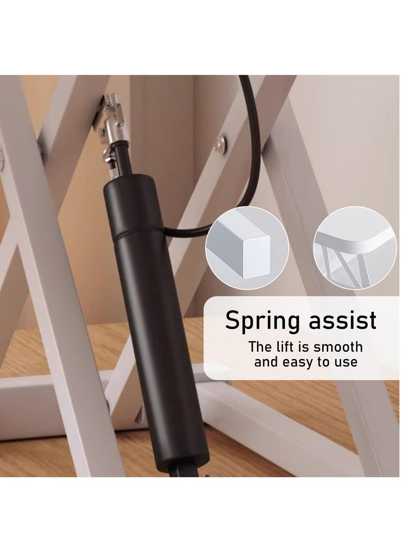 Standing Desk Converter 32 inch, Height Adjustable Sit Stand Desk Riser, Quick Sit to Stand Tabletop Dual Monitor and Laptop Riser Workstation for Home Office with Keyboard Tray, White