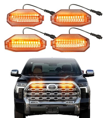 NEOXIST Direct-Snap LED Grill Lights for Toyota Tundra 2022-2025 2026 Accessories Front Grille Head Light, Only Fits Platinum & 1794 Edition (Amber) - Image 1