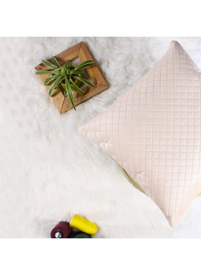 STITCHNEST Set of 2 Cushion Cover | Quilted Velvet | Beige| Soft & Premium Look | 24x24 Inches | Fit for Sofa & Living Room Décor - Image 3