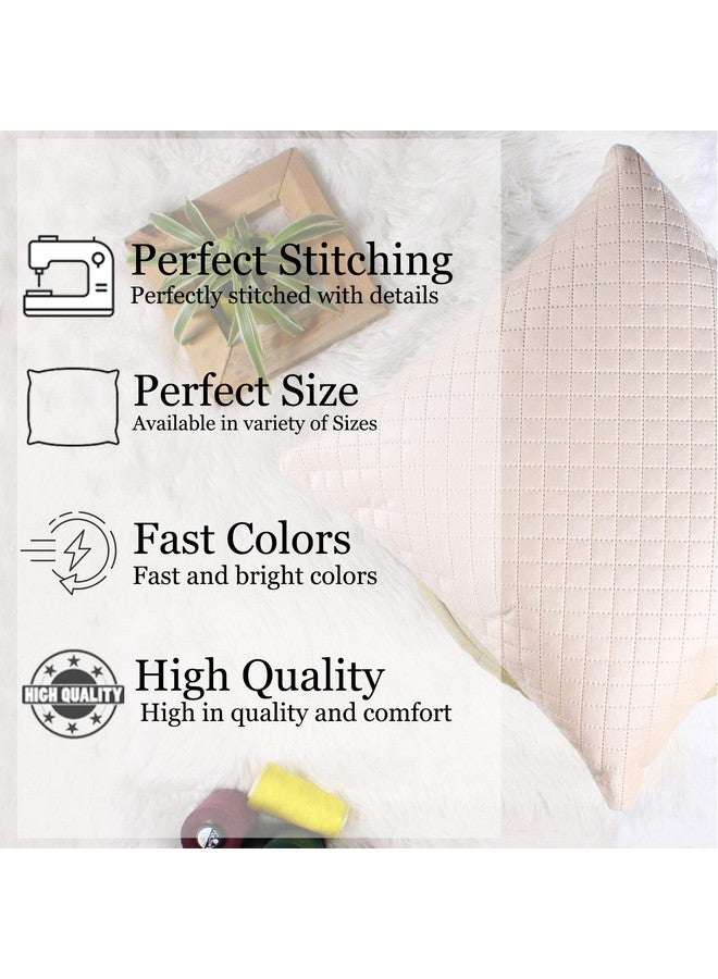 STITCHNEST Set of 2 Cushion Cover | Quilted Velvet | Beige| Soft & Premium Look | 24x24 Inches | Fit for Sofa & Living Room Décor - Image 2