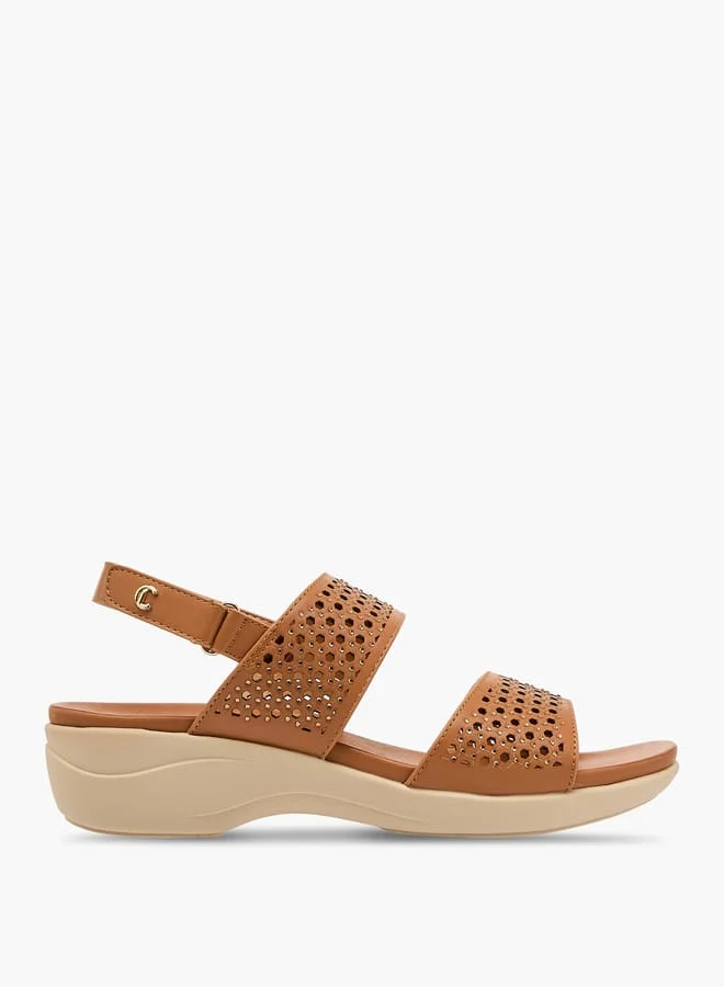 Women Embellished Platform Sandals with Hook and Loop Closure