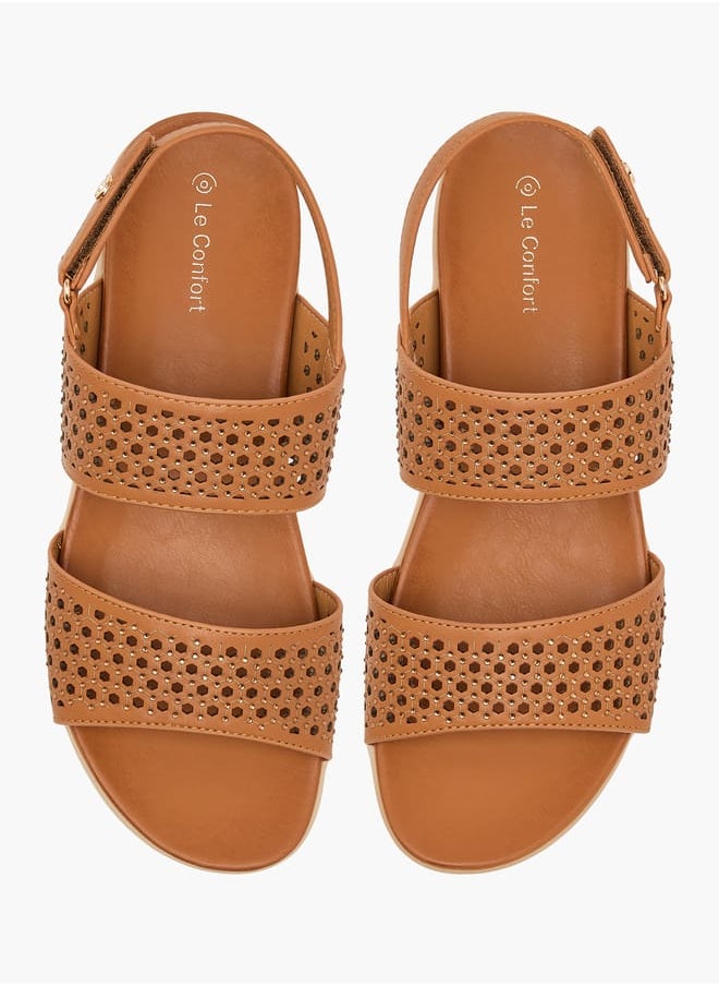 Le Confort Women Embellished Platform Sandals with Hook and Loop Closure  - Image 1