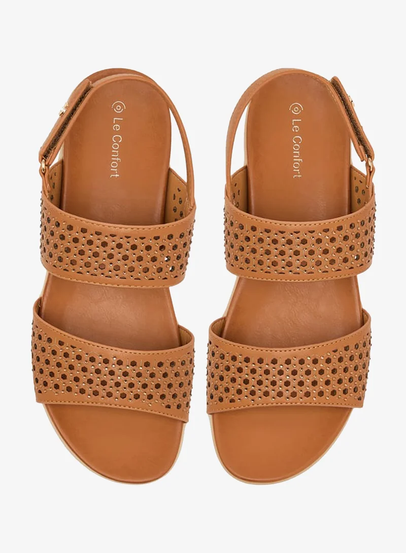 لو كونفورت صنادل نسائية بكعب منصة مزينة بإغلاق بخطاف وحلقة