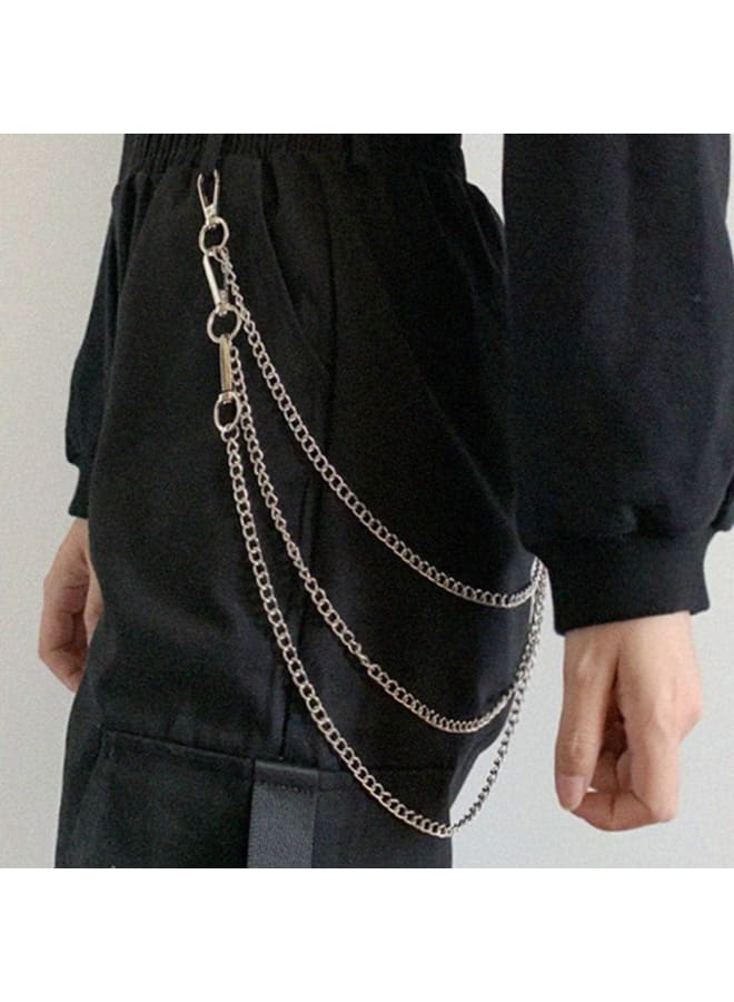 BODIY Women's Punk Pocket Wallet Layered Chain, Silver  - Image 1