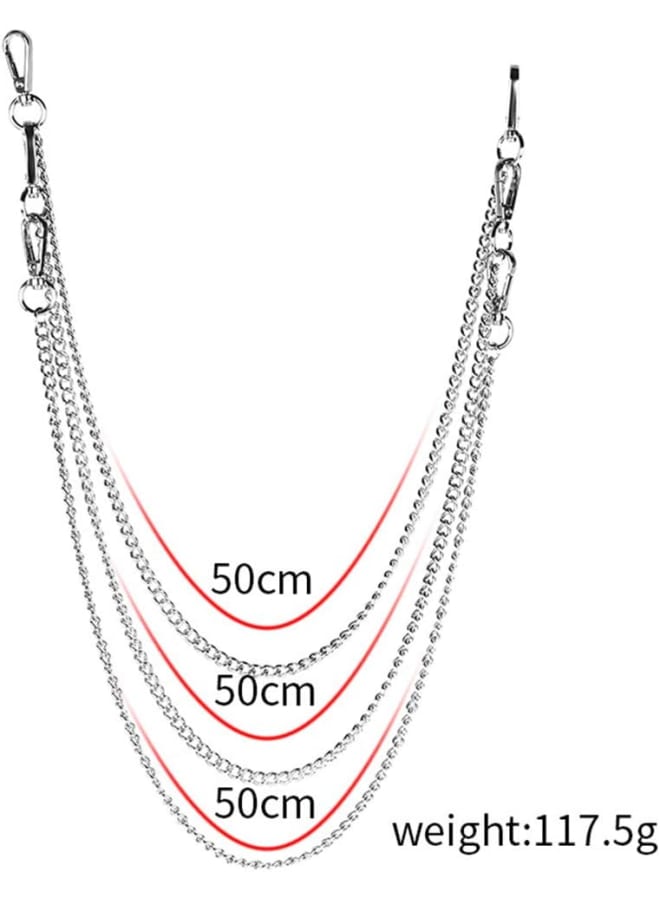BODIY Women's Punk Pocket Wallet Layered Chain, Silver  - Image 2