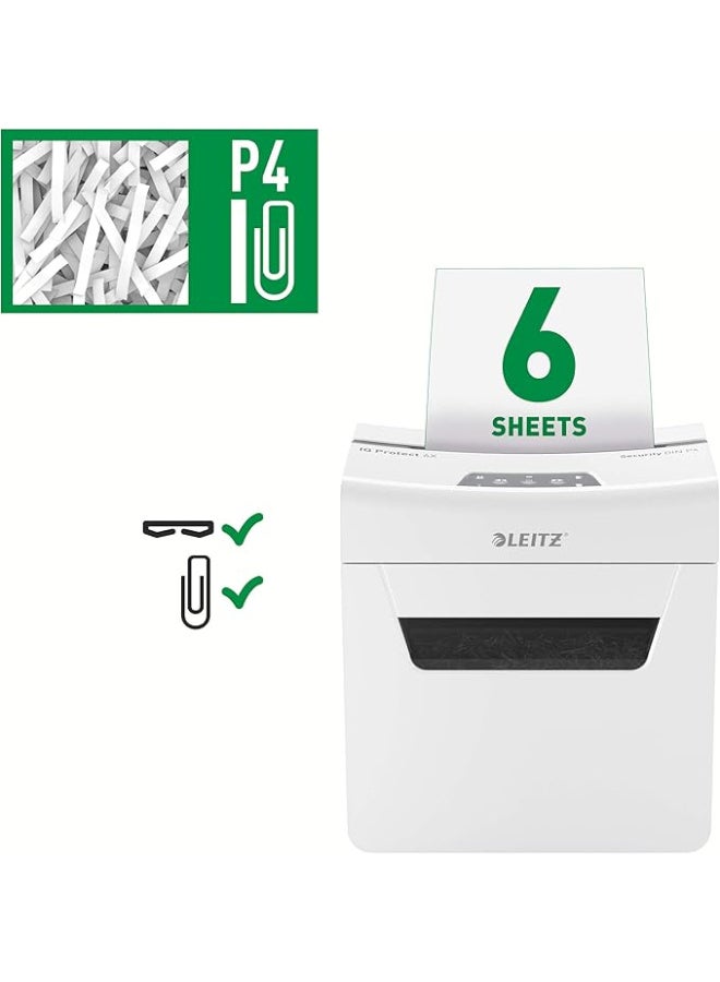 Leitz IQ Protect Premium 6X, Personal Manual Shredder, 7-6 Sheets (70-80 gsm), Fragment Cutting, P-4 Safety, 10 Litre Capacity, 80900000 Brand: Leitz - Image 5