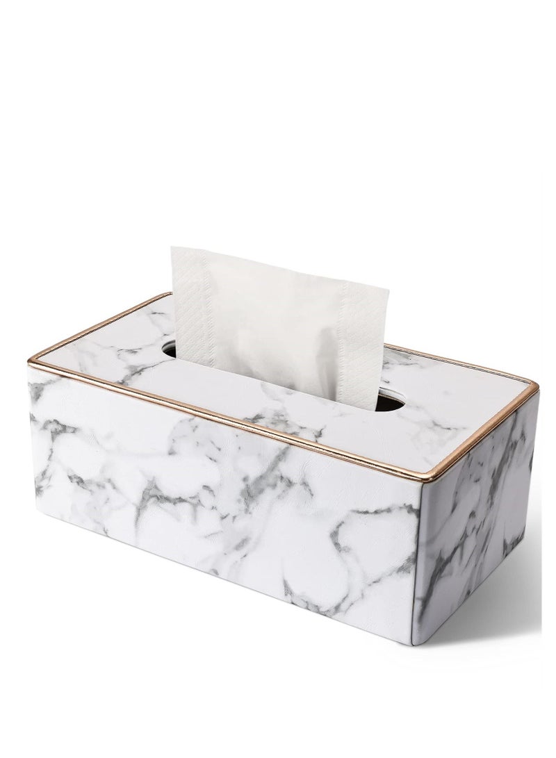 SYOSI Rectangular PU Leather Tissue Box Cover, Tissue Box Holder for Kleenex, Napkin, Rectangle Tissue Box Covers, Tissue Holder for Bathroom Car Home Decorative 9.84"X5.23"X3.77" , Phnom Penh Marble - Image 1