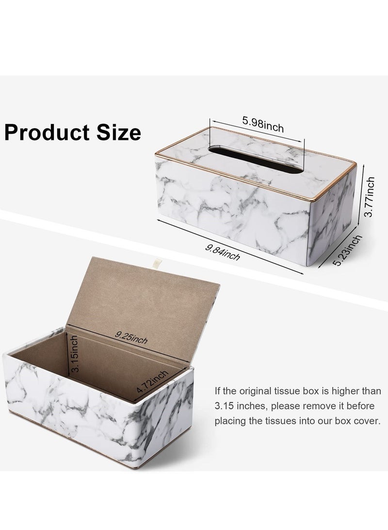 SYOSI Rectangular PU Leather Tissue Box Cover, Tissue Box Holder for Kleenex, Napkin, Rectangle Tissue Box Covers, Tissue Holder for Bathroom Car Home Decorative 9.84"X5.23"X3.77" , Phnom Penh Marble - Image 2