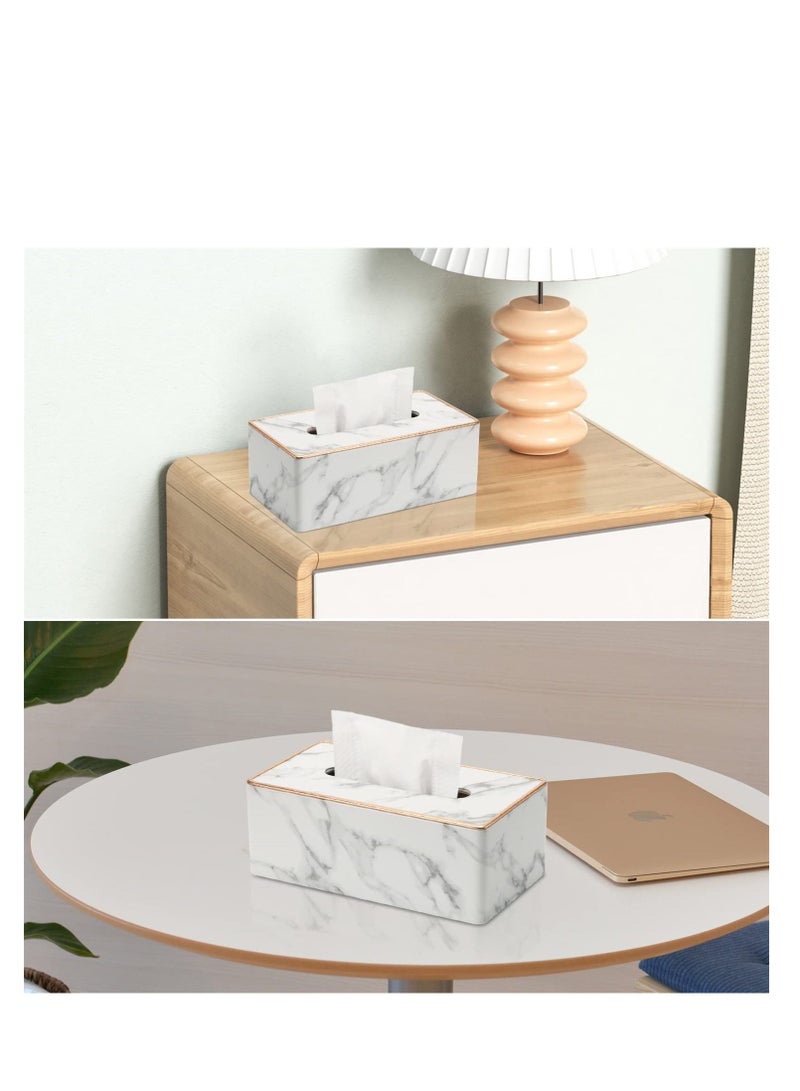 SYOSI Rectangular PU Leather Tissue Box Cover, Tissue Box Holder for Kleenex, Napkin, Rectangle Tissue Box Covers, Tissue Holder for Bathroom Car Home Decorative 9.84"X5.23"X3.77" , Phnom Penh Marble - Image 5