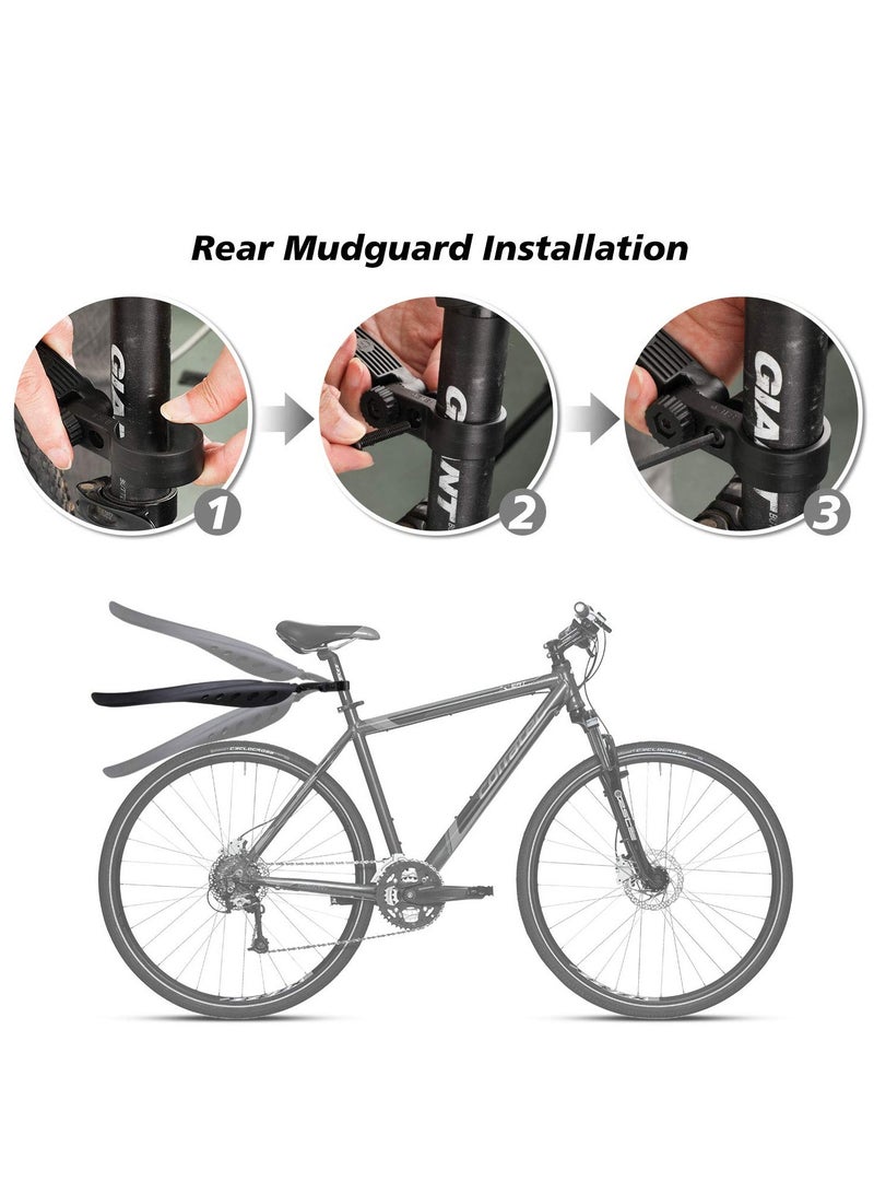 Full Coverage Thickened Mountain Bike Mudguard Set - 3 Adjustable Pieces for 24-28 Inch Road and Mountain Bikes, Ideal Rain Protection for Your Cycling Adventures. - Image 4
