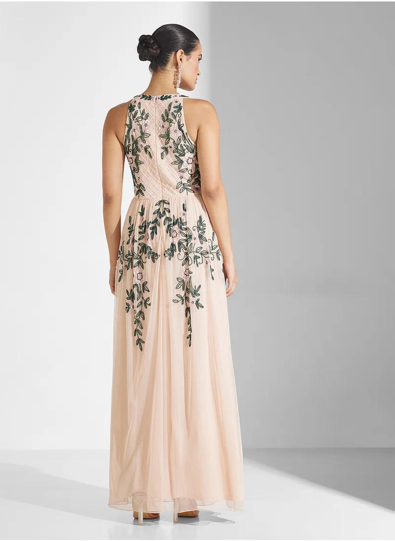 Frock and Frill Embellished Maxi Dress