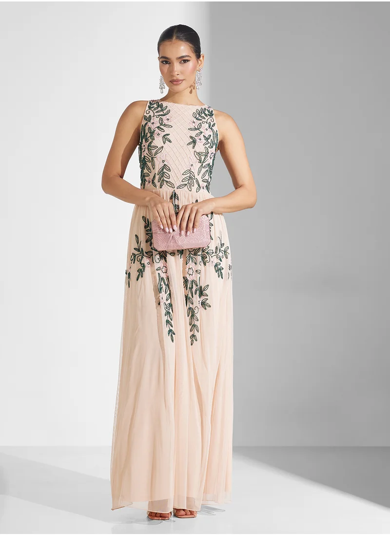 Frock and Frill Embellished Maxi Dress