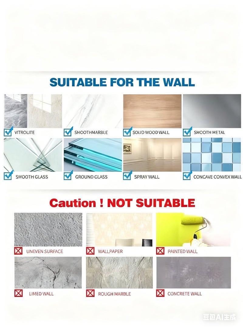 2 Pieces Wall-Mounted Bathroom Shelf No Drilling with Stickers - Image 5