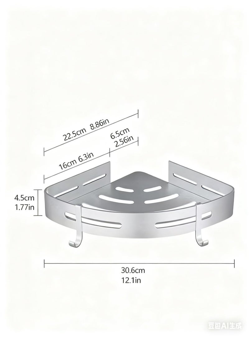 2 Pieces Wall-Mounted Bathroom Shelf No Drilling with Stickers - Image 4