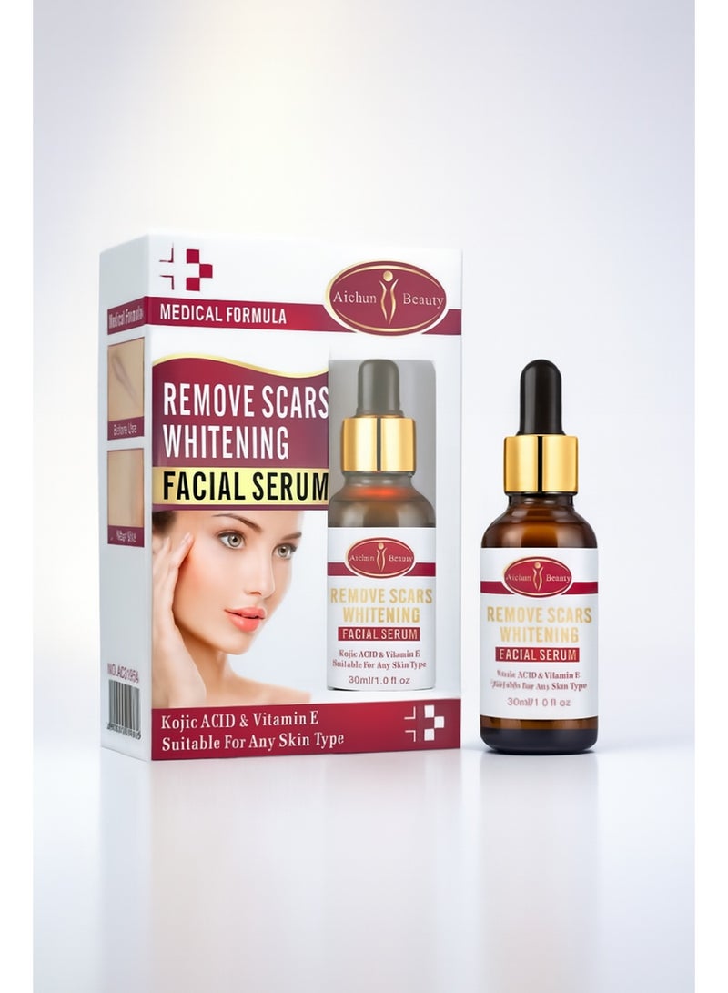 Aichun beauty Remove Scars Whitening Facial Serum Kojic Acid Vitamin E 30ml Face Brightening Lightening Dark Spot Remover Skin Repair Moisturizing Anti Acne Anti Pigmentation - Image 1